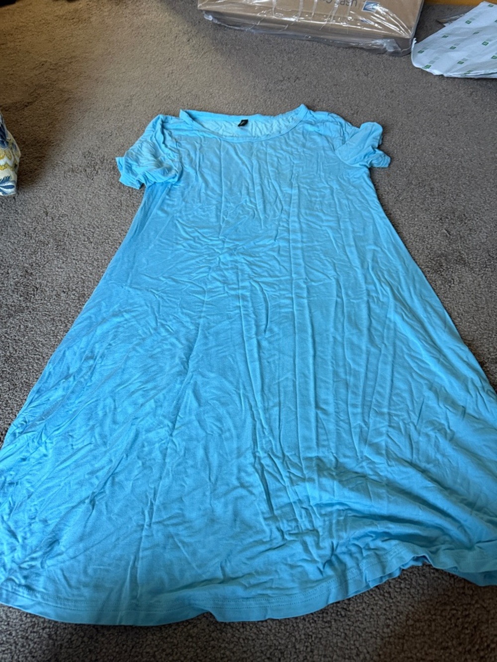 Light Blue Short Sleeve A-Line Women's Dress